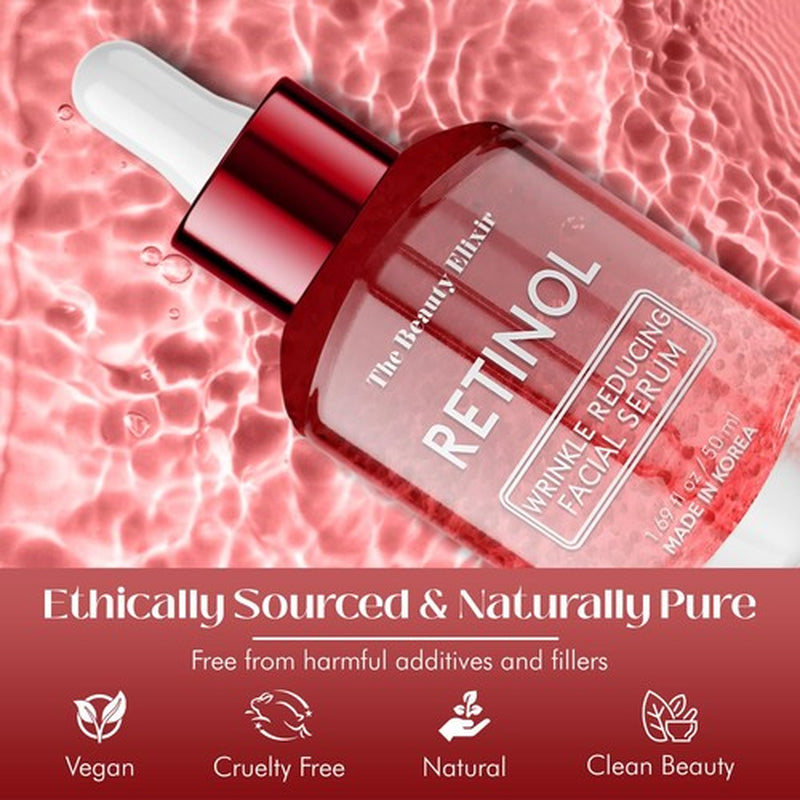 Korean Retinol Serum anti Aging Skin Care 1.69 Fl Oz Clean Beauty Elixir