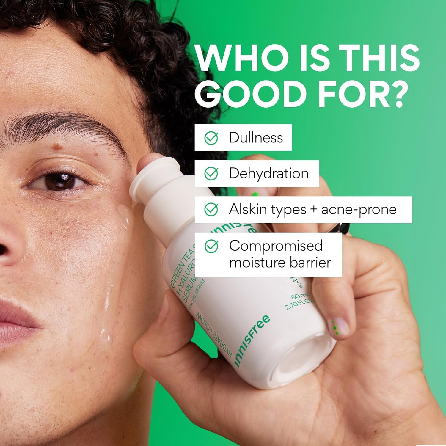 Innisfree Green Tea Seed Hydrating Serum with Hyaluronic Acid & Niacinamide, Korean Face Serum for Glow & Skin Barrier Suport, Available in Refill & Sets