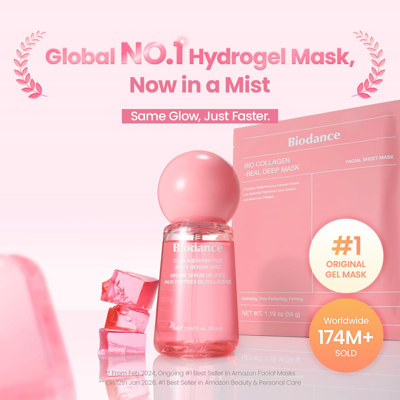 Collagen Peptides Jelly Serum Mist, Hydrating Face Mist, Plumping, Anti-Aging Face Spray, Sprayable Hydrogel, Travel Essentials & Self Care Gifts for Women, Korean Skin Care | 1.69 Fl.Oz