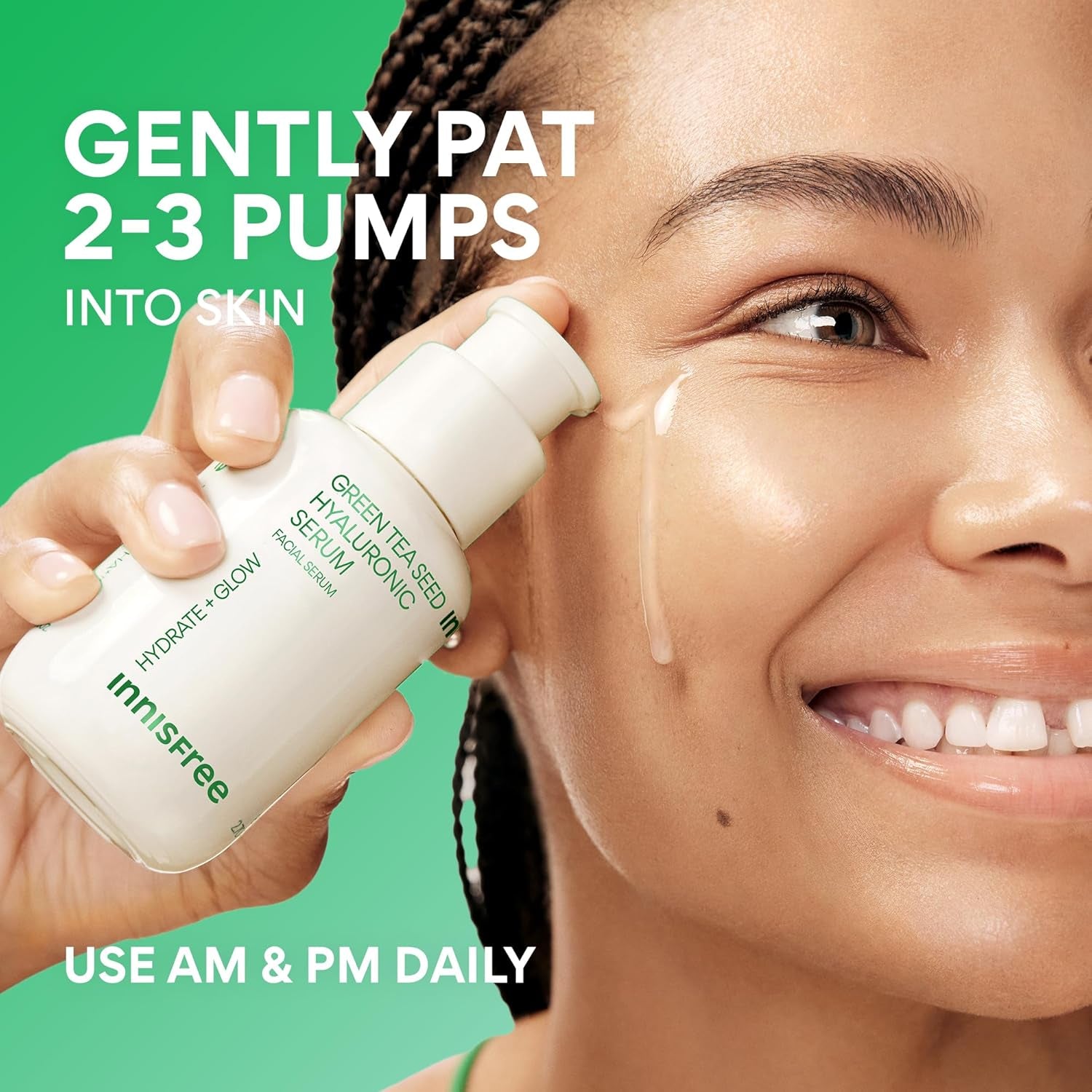 Innisfree Green Tea Seed Hydrating Serum with Hyaluronic Acid & Niacinamide, Korean Face Serum for Glow & Skin Barrier Suport, Available in Refill & Sets