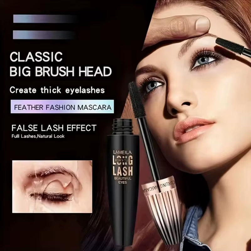 Waterproof 4D Mascara Thick Long Smudge-Proof Plump Encrypted Long-Lasting Curling Large Eye Makeup Makeup Tools