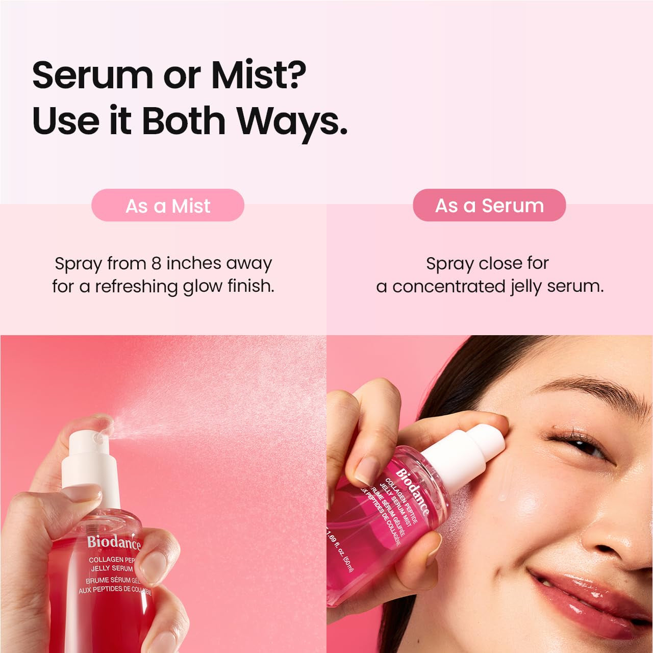 Collagen Peptides Jelly Serum Mist, Hydrating Face Mist, Plumping, Anti-Aging Face Spray, Sprayable Hydrogel, Travel Essentials & Self Care Gifts for Women, Korean Skin Care | 1.69 Fl.Oz