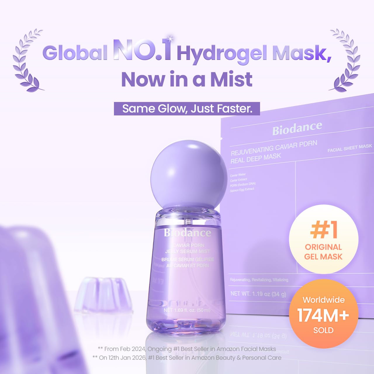 Caviar PDRN Jelly Serum Mist, Hydrating Face Mist, Revitalizing & Radiance Face Spray, Sprayable Hydrogel, Travel Essentials & Self Care Gifts for Women, Korean Skin Care | 1.69 Fl.Oz