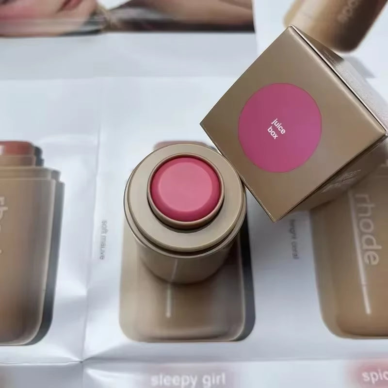 Rhod Pocket Blush LIP Stick Lip and Cheek Hydrating Stick Natural Rouge Powder Blush Cream Lipstick Cheek Easy to Apply Color