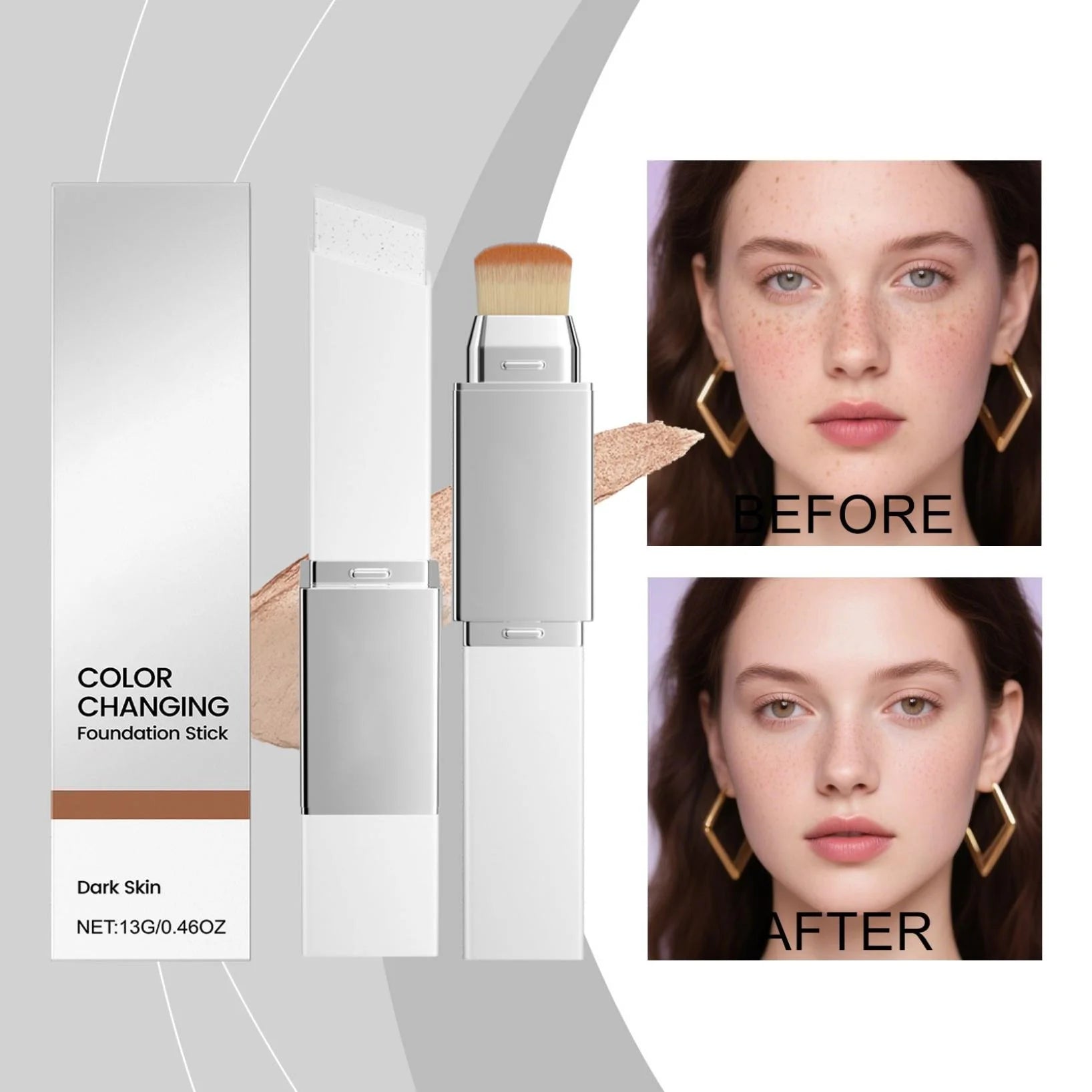Color Changing Foundation Stick – Korean Tone-Adapting Makeup | Flawless Skin, Full Coverage, Hydrating Concealer Balm