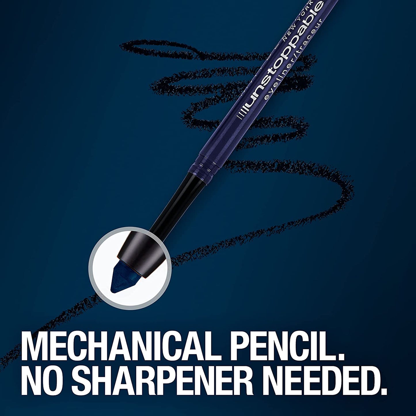 Maybelline Unstoppable Waterproof Mechanical Black Eyeliner Pencil, Easy to Apply, Smooth Glide, up to 24 Hour Wear, Onyx