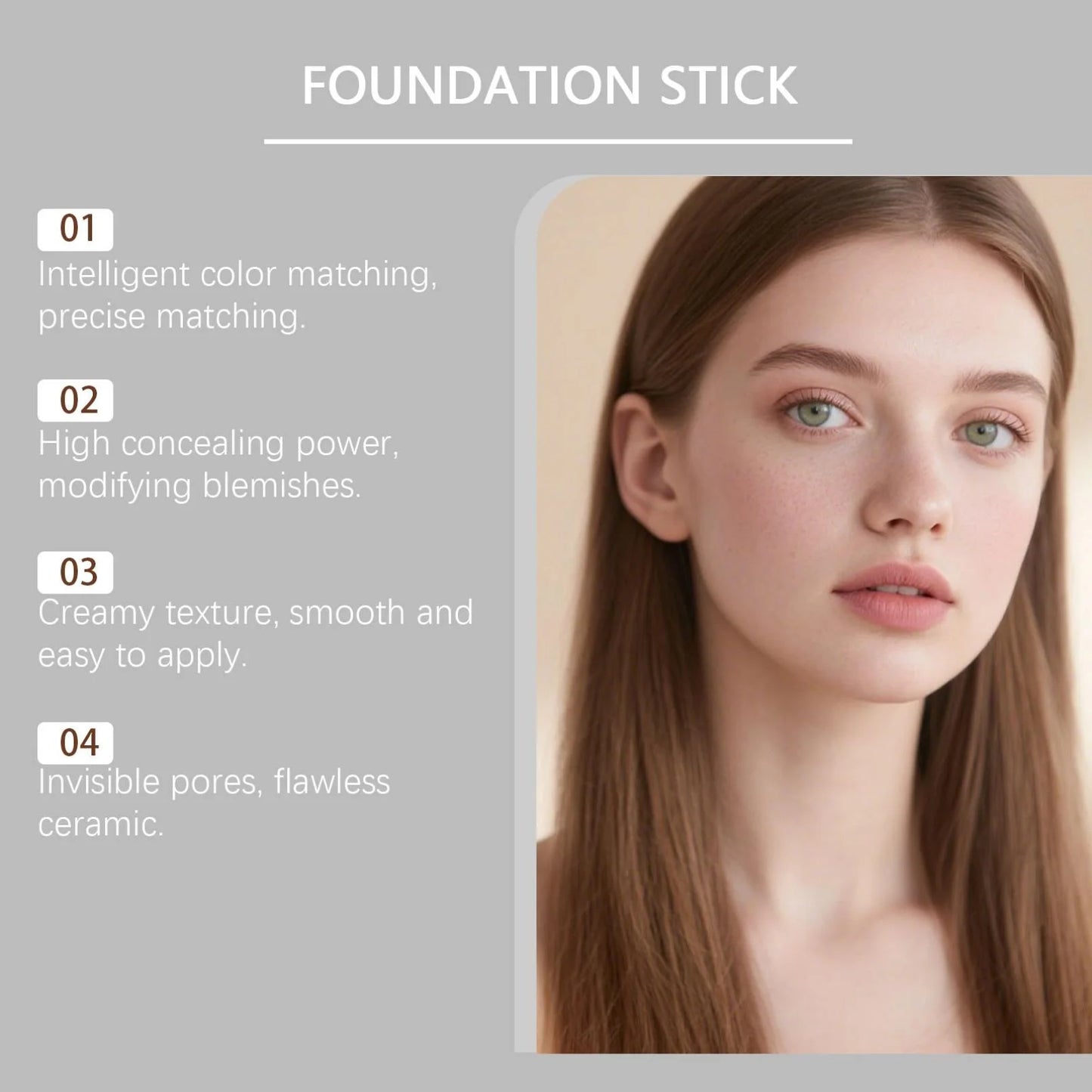 Color Changing Foundation Stick – Korean Tone-Adapting Makeup | Flawless Skin, Full Coverage, Hydrating Concealer Balm