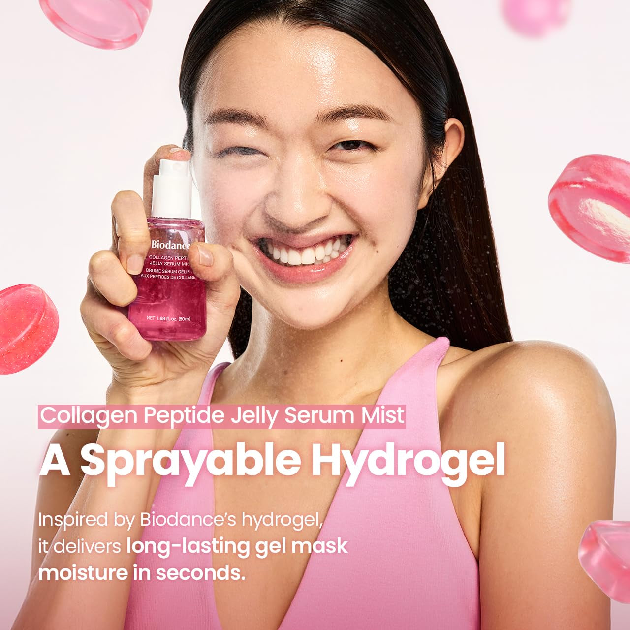 Collagen Peptides Jelly Serum Mist, Hydrating Face Mist, Plumping, Anti-Aging Face Spray, Sprayable Hydrogel, Travel Essentials & Self Care Gifts for Women, Korean Skin Care | 1.69 Fl.Oz