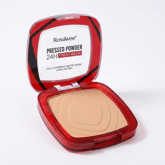 Matte Pressed Powder Foundation – 24H Full Coverage with Puff