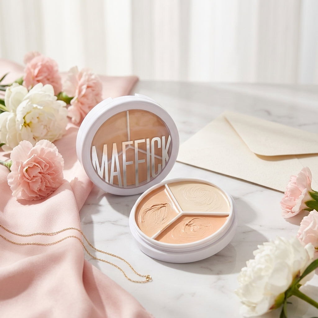 3-Color Concealer Palette Professionally Covers Dark Circles around Eyes and Face