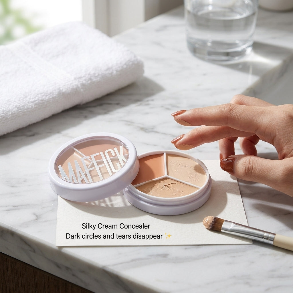 3-Color Concealer Palette Professionally Covers Dark Circles around Eyes and Face