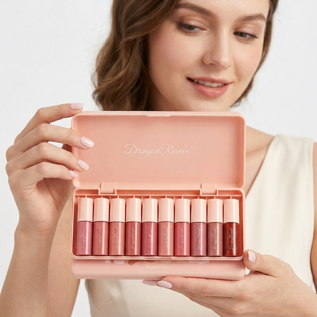 Shimmer Lip Gloss Set of 10 – Glossy Pearlescent Lip Glaze