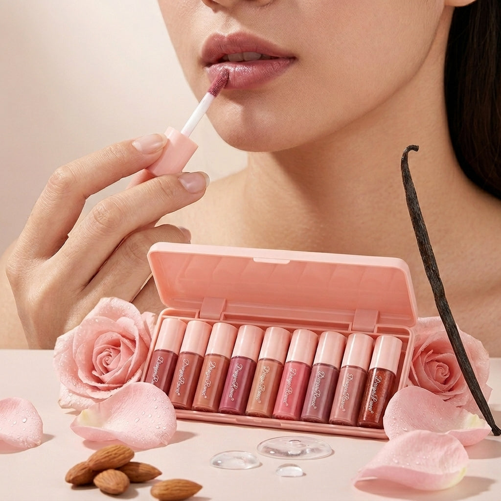 Shimmer Lip Gloss Set of 10 – Glossy Pearlescent Lip Glaze
