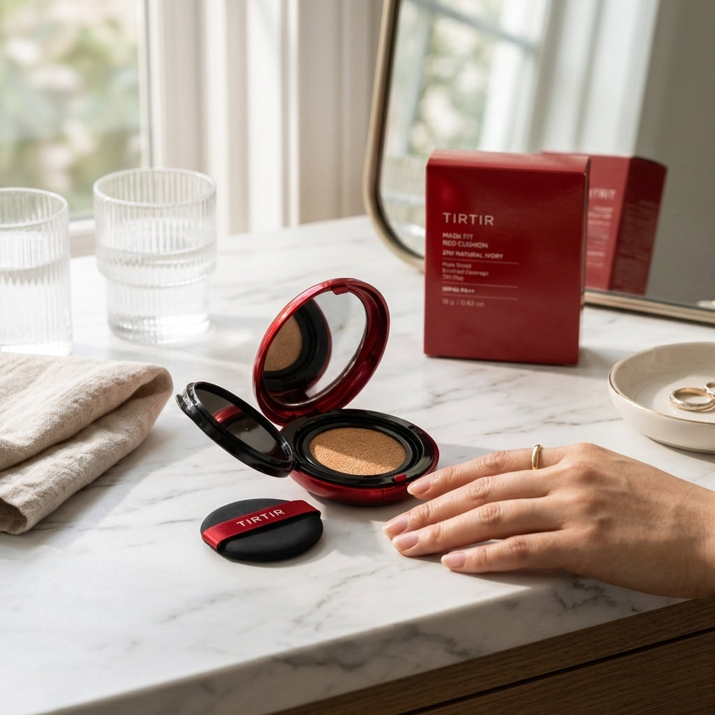 TIRTIR Mask Fit Red Cushion Foundation #21W Natural Ivory – Korean 72-Hour Full Coverage | SPF 40 PA++, Transfer & Mask-Proof | Red Propolis & Hyaluronic Acid | Satin Glow – 0.63 Fl Oz