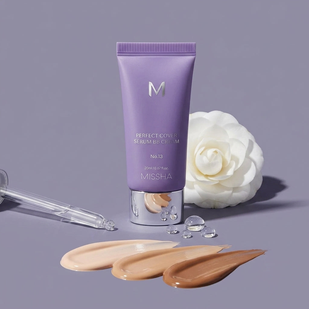 MISSHA M Perfect Cover Serum BB Cream #25 Warm Beige – Korean Skincare-Makeup Hybrid with 10 Probiotics, Bifida Ferment Lysate & Superfood Complex | 24H Glow, Buildable Coverage & Anti-Aging | Paraben-Free – 35ML (1.18 Fl. Oz.)