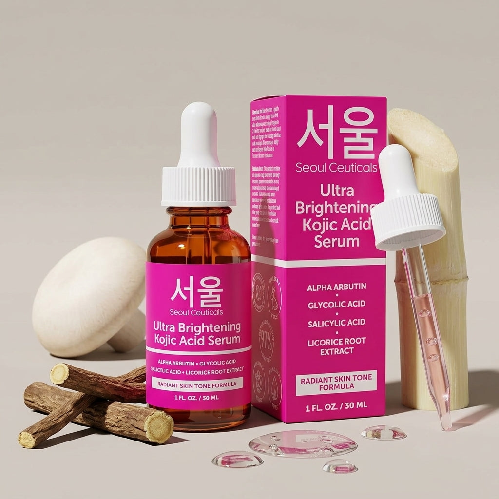 Seoul Ceutical Korean Kojic Acid Serum | Dark Spot Corrector – Alpha Arbutin, Glycolic & Salicylic Acid | K-Beauty Skin Care, 1 fl oz