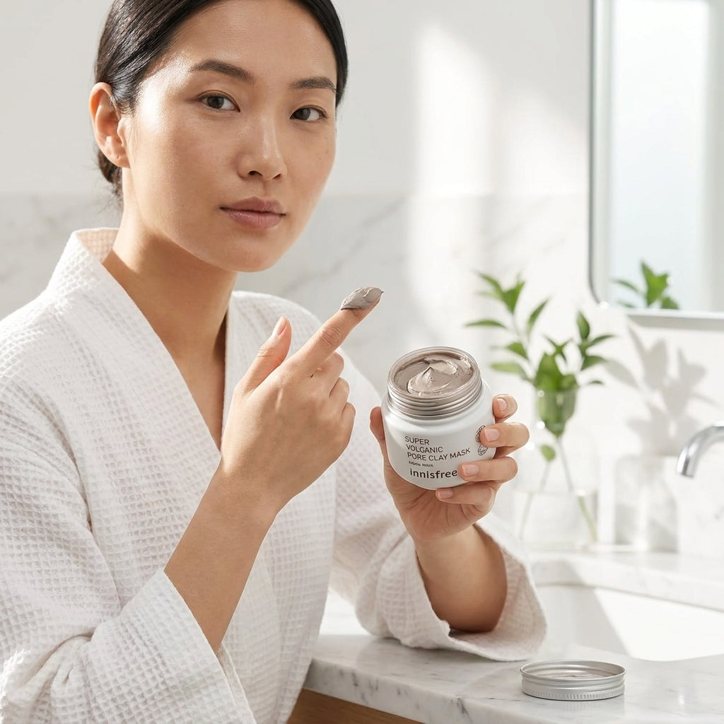 Innisfree Super Volcanic Clay Mask – Korean Pore-Minimizing & Sebum Control Face Mask with AHA & Volcanic Ash | Deep Cleansing, Exfoliating & Oil Control for Oily, Combination & All Skin Types – Vegan & Cruelty-Free