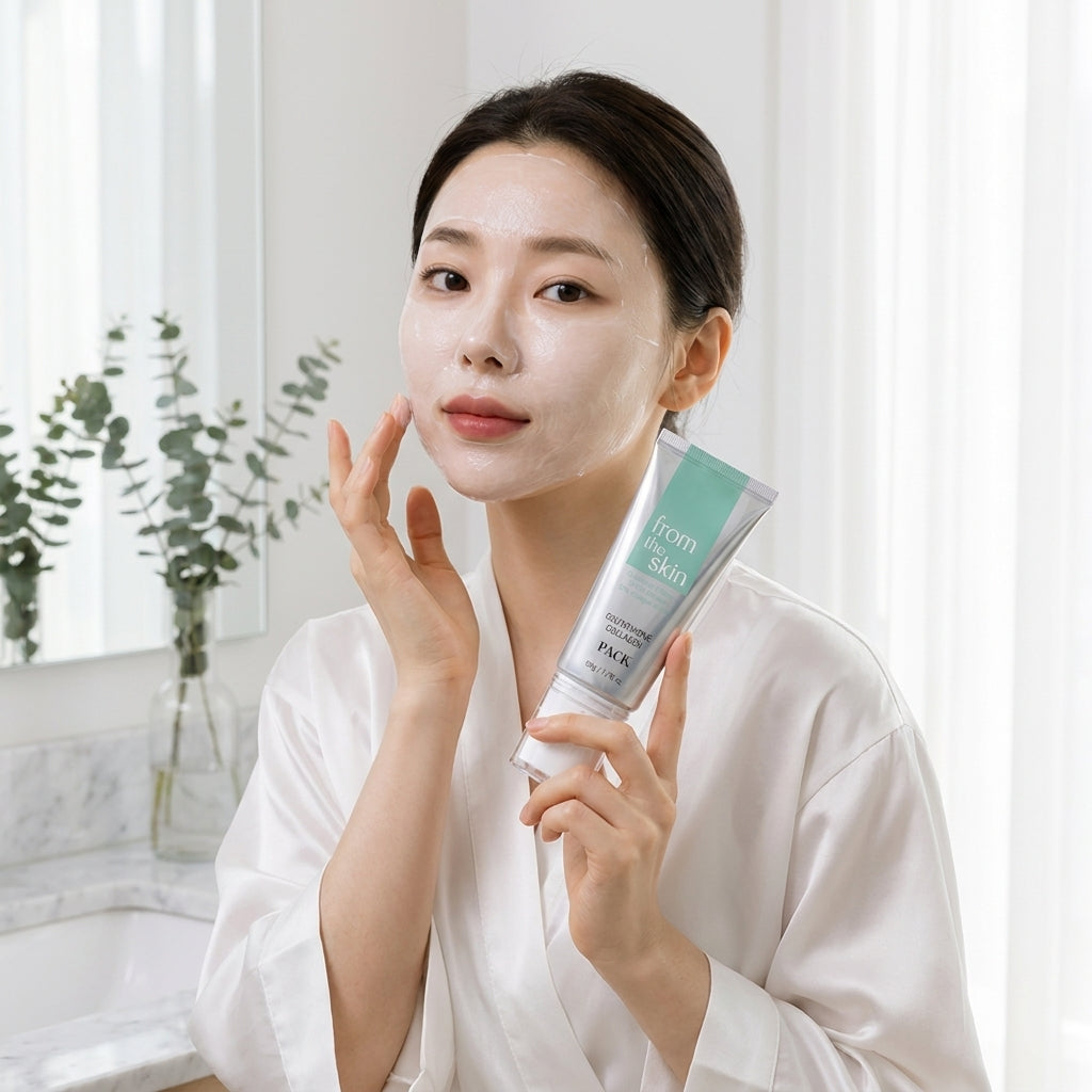 FROM THE SKIN Glutathione Collagen Peel Off Mask – Korean Anti-Aging Face Mask with 700ppm Glutathione, 300Da Collagen & Panax Ginseng | Lifts, Firms, Reduces Wrinkles & Boosts Radiance | Built-In Silicone Spatula – 1.76 Oz.
