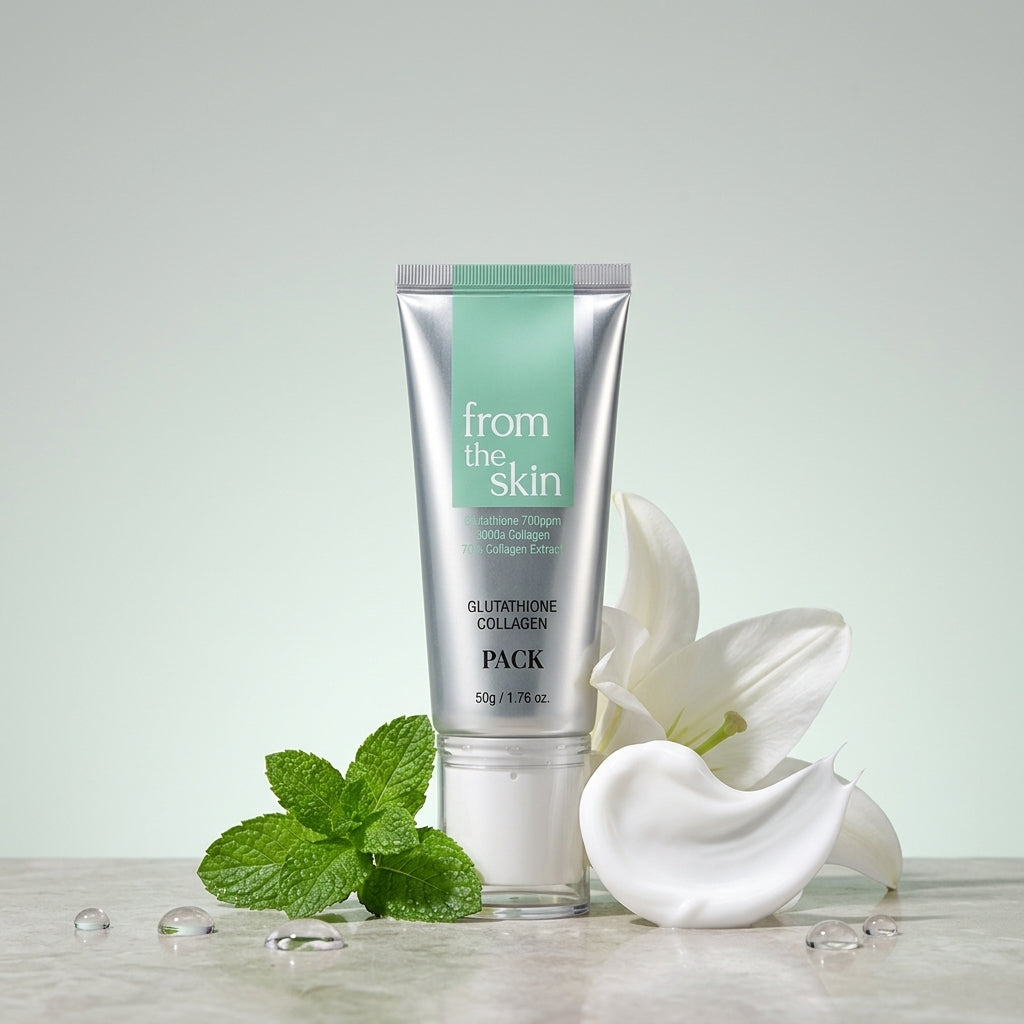 FROM THE SKIN Glutathione Collagen Peel Off Mask – Korean Anti-Aging Face Mask with 700ppm Glutathione, 300Da Collagen & Panax Ginseng | Lifts, Firms, Reduces Wrinkles & Boosts Radiance | Built-In Silicone Spatula – 1.76 Oz.