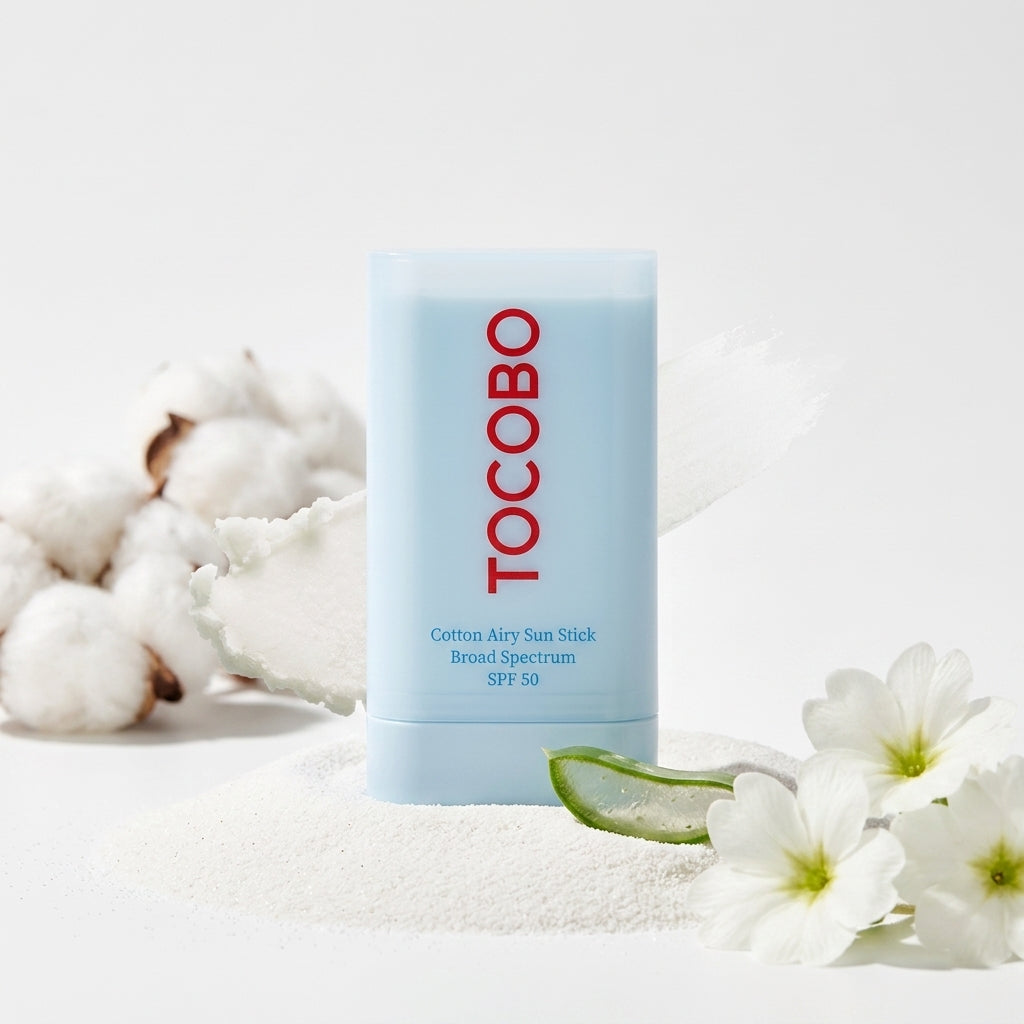 TOCOBO Cotton Airy Sun Stick SPF50+ PA++++ | Lightweight Matte Sunscreen Stick | 19g | Korean Sunscreen for Oily & Combination Skin
