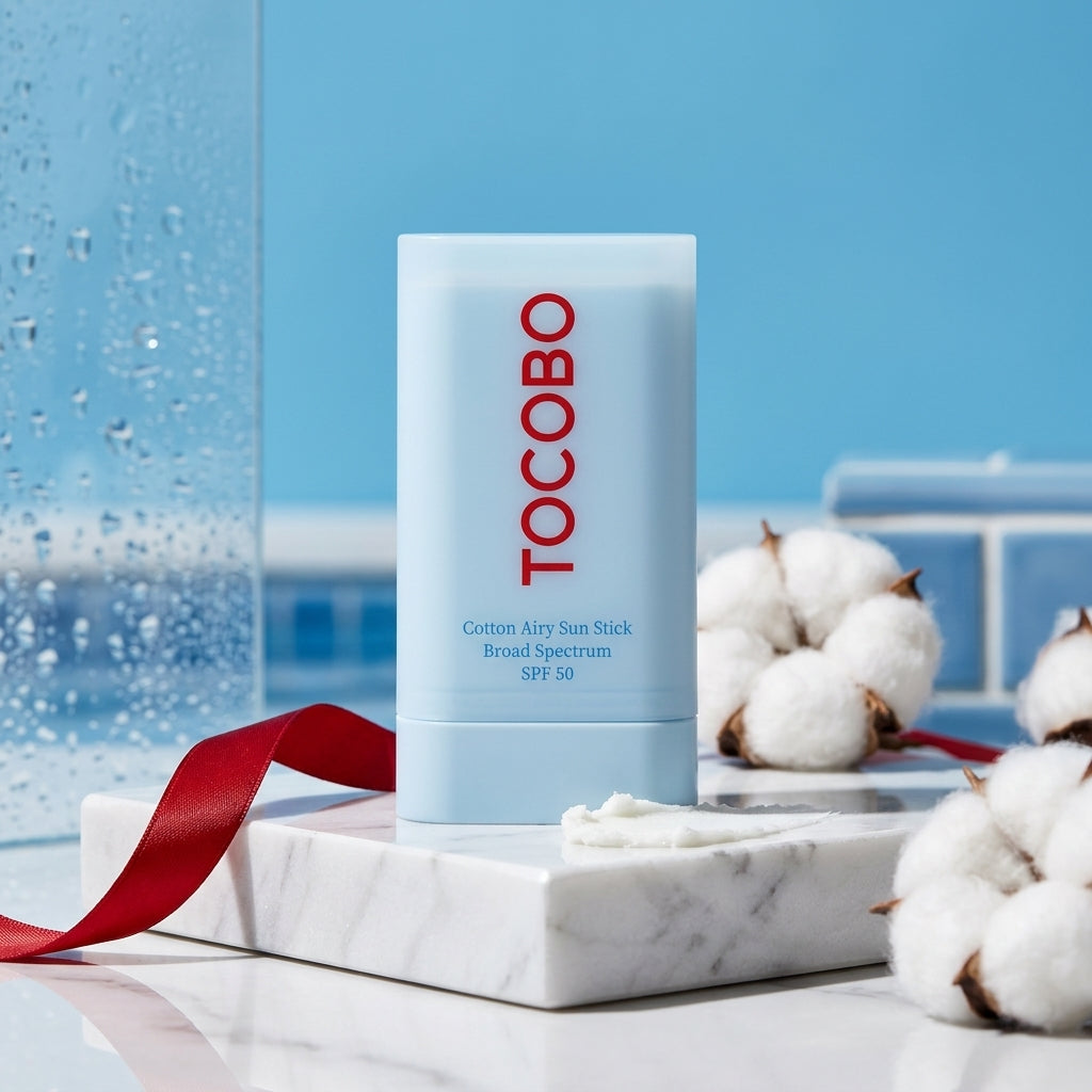 TOCOBO Cotton Airy Sun Stick SPF50+ PA++++ | Lightweight Matte Sunscreen Stick | 19g | Korean Sunscreen for Oily & Combination Skin